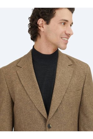 Kahverengi Baskılı Modern Fit Örme Ceket