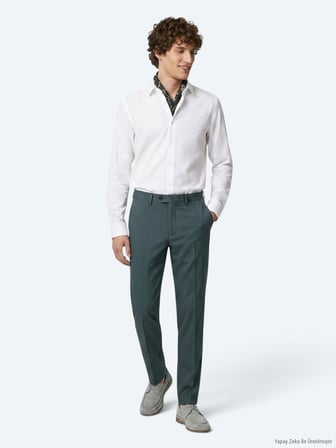 Haki Düz Dokuma Regular Fit Casual Pantolon