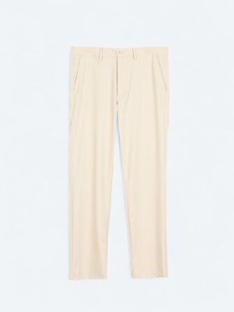 Bej Düz Dokuma Regular Fit Casual Pantolon