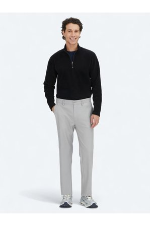 Gri Düz Dokuma Regular Fit Casual Pantolon