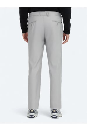 Gri Düz Dokuma Regular Fit Casual Pantolon