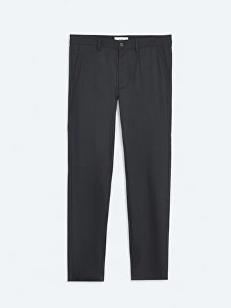 Siyah Düz Dokuma Regular Fit Casual Pantolon