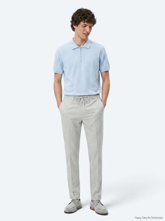 Gri Düz Dokuma Jogging Fit Casual Pantolon