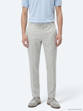 Gri Düz Dokuma Jogging Fit Casual Pantolon