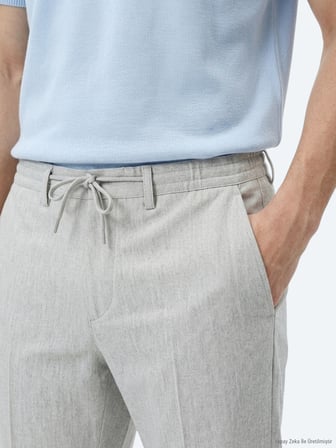 Gri Düz Dokuma Jogging Fit Casual Pantolon