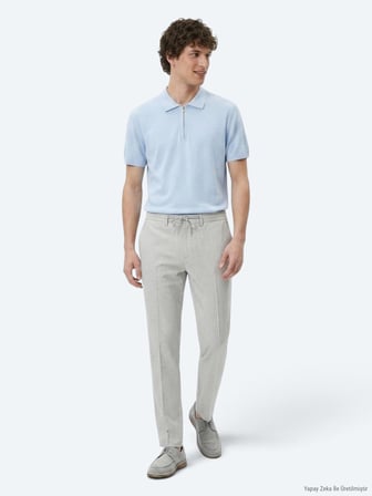 Gri Düz Dokuma Jogging Fit Casual Pantolon