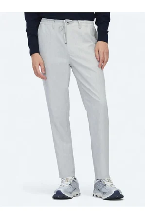 Gri Düz Dokuma Jogging Fit Casual Pantolon