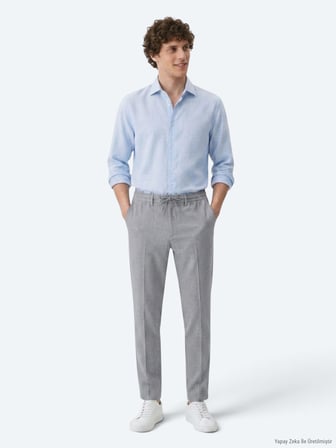 Antrasit Düz Dokuma Jogging Fit Casual Pantolon