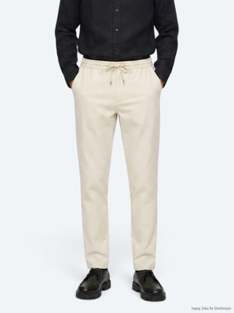 Koyu Bej Düz Dokuma Jogging Fit Casual Pantolon