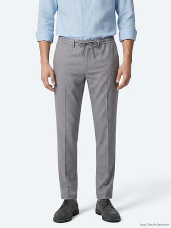 Gri Düz Dokuma Jogging Fit Casual Pantolon