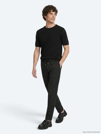 Siyah Düz Dokuma Jogging Fit Casual Pantolon