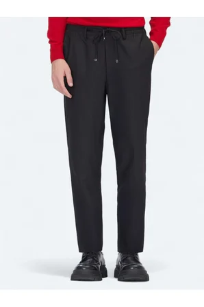 Siyah Düz Dokuma Jogging Fit Casual Pantolon
