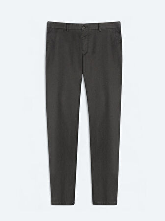 Haki Düz Dokuma Regular Fit Casual Pamuk Karışımlı Pantolon