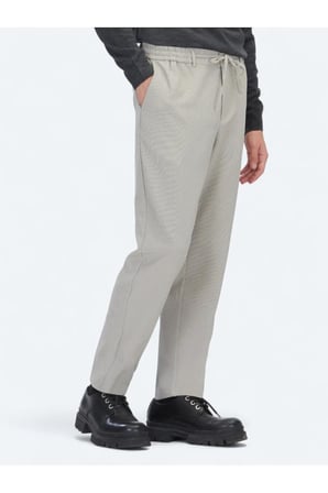 Bej Çizgili Dokuma Jogging Fit Casual Pantolon