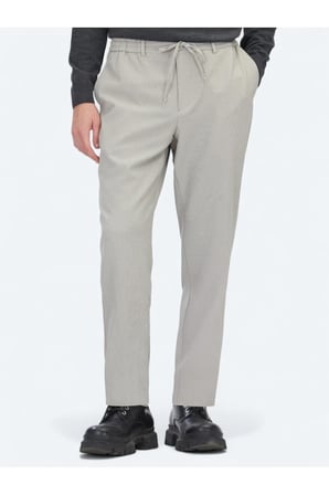 Bej Çizgili Dokuma Jogging Fit Casual Pantolon