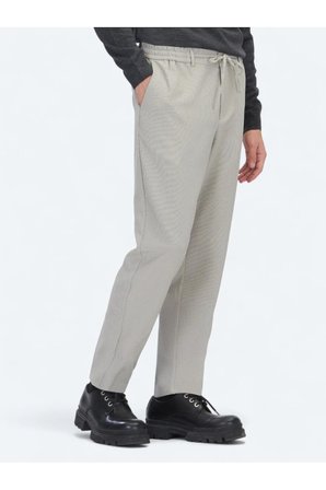 Bej Çizgili Dokuma Jogging Fit Casual Pantolon