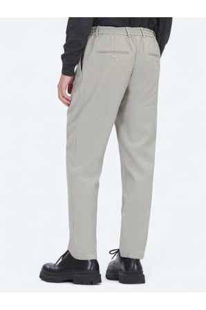 Bej Çizgili Dokuma Jogging Fit Casual Pantolon