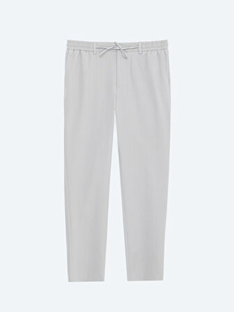 Gri Düz Dokuma Jogging Fit Casual Pantolon