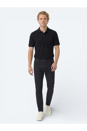 Lacivert Düz Polo Yaka Pamuk Karışımlı T-Shirt