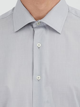 Gri Regular Fit Uzun Dokuma Klasik Pamuk Karışımlı Gömlek