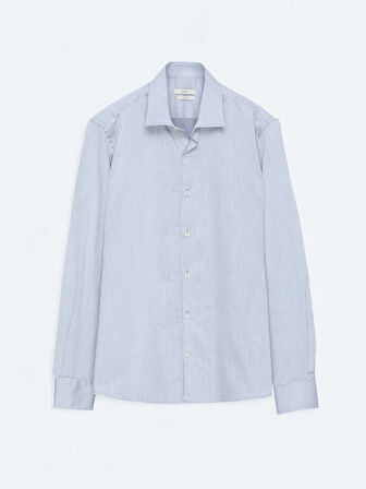 Gri Regular Fit Dokuma Klasik Pamuk Karışımlı Gömlek