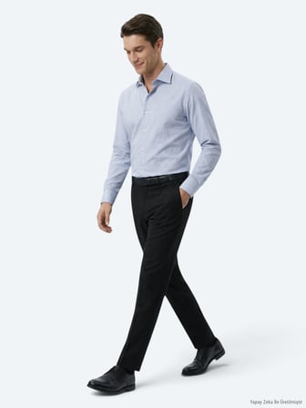 Gri Regular Fit Uzun Dokuma Klasik Pamuk Karışımlı Gömlek