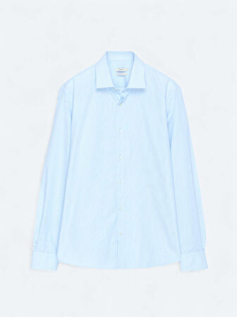 Açık Mavi Regular Fit Dokuma Klasik Pamuk Karışımlı Gömlek