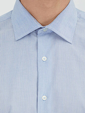 Lacivert Regular Fit Dokuma Klasik Pamuk Karışımlı Gömlek