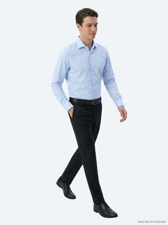 Açık Mavi Regular Fit Uzun Dokuma Klasik Pamuk Karışımlı Gömlek