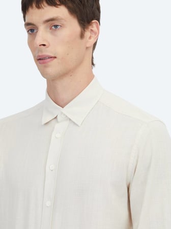 Bej Regular Fit Dokuma Casual %100 Pamuk Gömlek