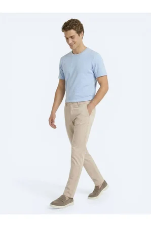 Bej Dokuma Jogging Fit Casual Pamuk Karışımlı Pantolon