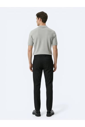 Siyah Dokuma Jogging Fit Casual Pamuk Karışımlı Pantolon