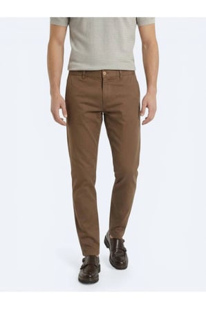 Kahverengi Dokuma Jogging Fit Casual Pamuk Karışımlı Pantolon