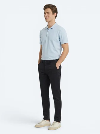 Lacivert Dokuma Jogging Fit Casual Pamuk Karışımlı Pantolon