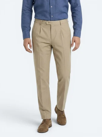 Karamel Kumaş Relaxed Fit Casual Pamuk Karışımlı Pantolon