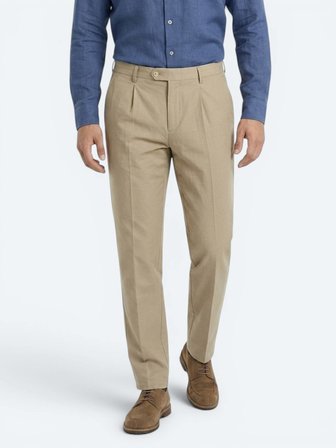 Karamel Kumaş Relaxed Fit Casual Pamuk Karışımlı Pantolon