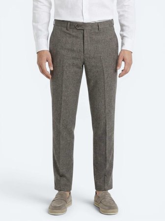 Kahverengi Kumaş Relaxed Fit Casual Keten Karışımlı Pantolon