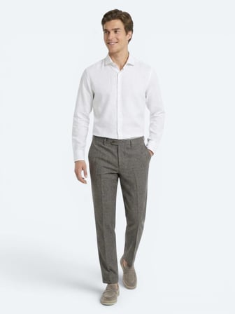 Kahverengi Kumaş Relaxed Fit Casual Keten Karışımlı Pantolon