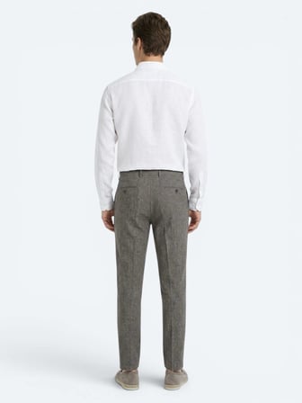 Kahverengi Kumaş Relaxed Fit Casual Keten Karışımlı Pantolon