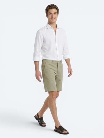 Yeşil Düz Kumaş Jogging Fit Casual Bermuda