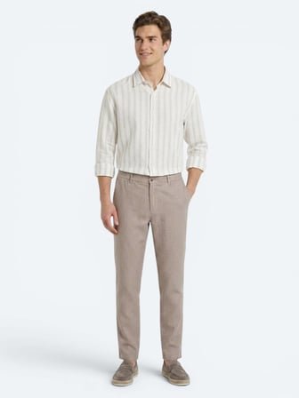Vizon Dokuma Relaxed Fit Casual Pamuk Karışımlı Pantolon