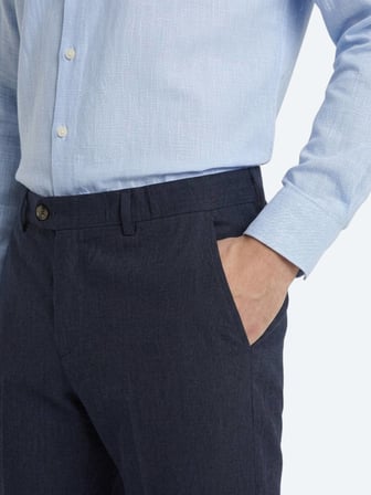 Lacivert Dokuma Relaxed Fit Casual Pamuk Karışımlı Pantolon