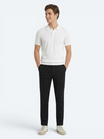 Siyah Dokuma Relaxed Fit Casual Pamuk Karışımlı Pantolon