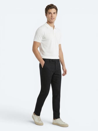 Siyah Dokuma Relaxed Fit Casual Pamuk Karışımlı Pantolon