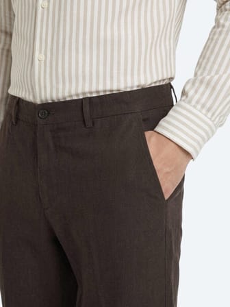 Kahverengi Dokuma Relaxed Fit Casual Pamuk Karışımlı Pantolon