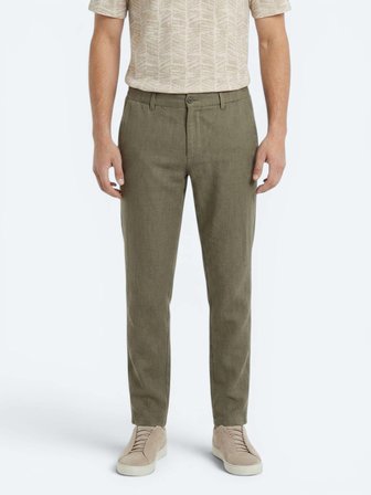 Haki Dokuma Relaxed Fit Casual Pamuk Karışımlı Pantolon