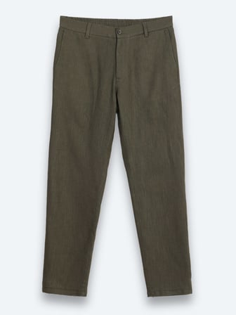 Haki Dokuma Relaxed Fit Casual Pamuk Karışımlı Pantolon