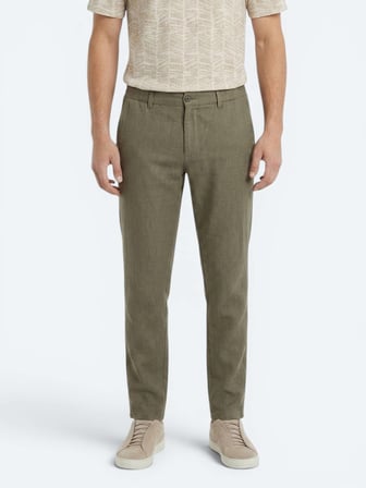 Haki Dokuma Relaxed Fit Casual Pamuk Karışımlı Pantolon
