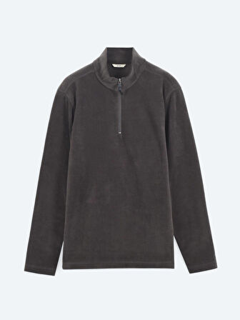 Antrasit Dik Yaka Düz Sweatshırt