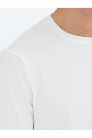 Beyaz Düz Bisiklet Yaka %100 Pamuk T-Shirt
